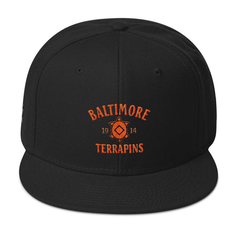 Vintage Baltimore Terrapin Snapback Hat black