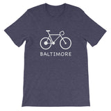 Bike for Baltimore t-shirt heather midnight navy