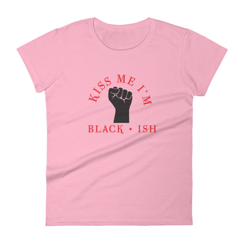Women's Kiss Me short sleeve t-shirt Charity Pink