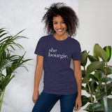 She Bourgie Short-Sleeve Unisex T-Shirt front heather midnight navy